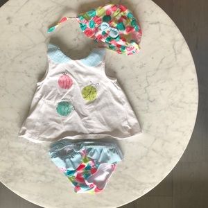 Mayoral baby swimsuit and matching hat sz 18 months